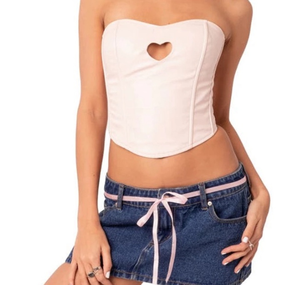EDIKTED Heartthrob faux leather corset top